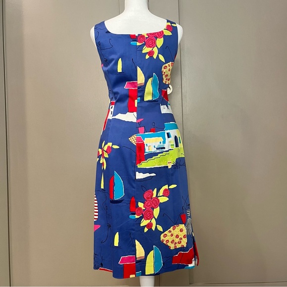 Staple Vacation Dress. Beach and Boat Design on Blue Fabric. Classy but Fun. - Picture 3 of 4